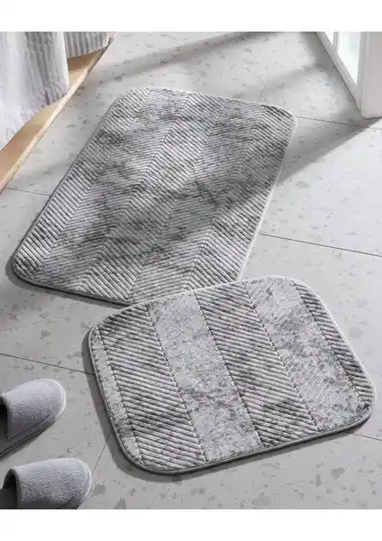 Madame Coco Gri Yüksek Dokulu Desenli Banyo Paspası: Konfor ve Estetiğin Uyumlu Buluşması