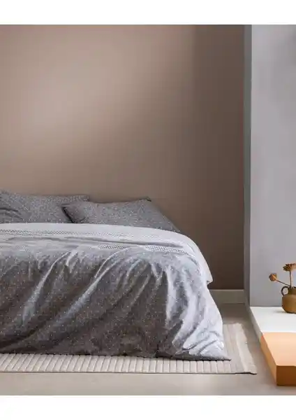 Madame Coco Hugo Çift Kişilik Pamuklu Baskılı Nevresim Takımı Gri Renkli Modern Yatak Dekoru