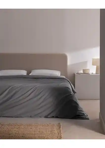 Madame Coco Manon King Size Pamuk Ranforce Düz Nevresim Antrasit Renkli Modern Tasarım