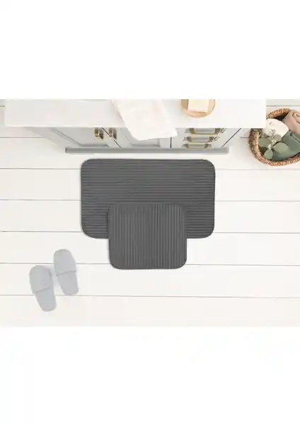 Madame Coco Mathılda 2'li Antrasit Banyo Paspası Modern ve Dayanıklı Tasarım