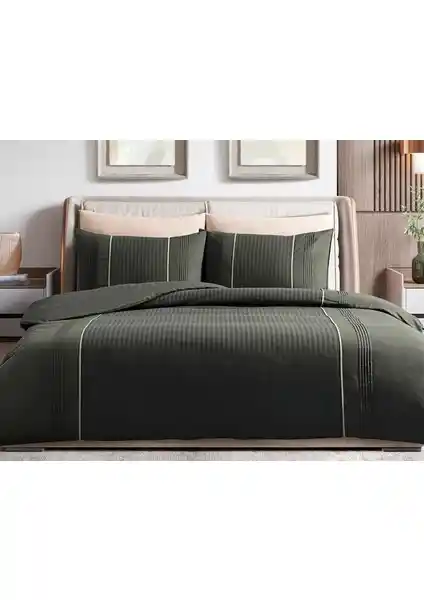 Madame Coco Mousse Haki Tek Kişilik Nervürlü Pamuk Nevresim Takımı