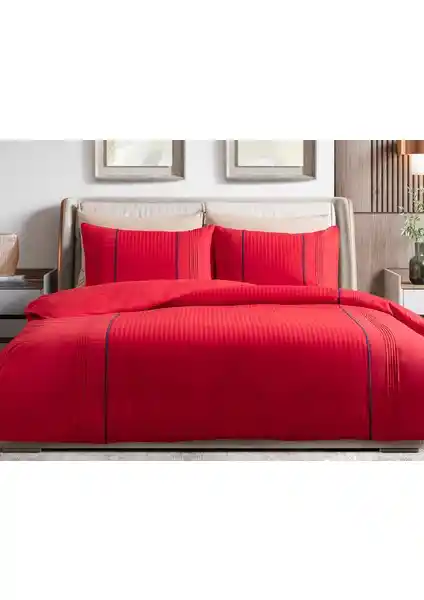 Madame Coco Mousse Tek Kişilik %100 Pamuk Nervürlü Nevresim Takımı Kırmızı Şık ve Konforlu Tasarım