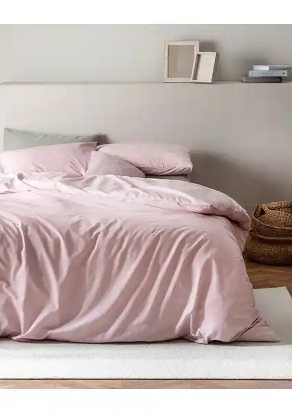 Madame Coco Odette Çift Kişilik Pamuk Ranforce Nevresim Takımı Pudra Rengi