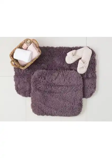 Madame Coco Sheep 2'li Koyu Mürdüm Banyo Paspas Seti Modern Tasarım ve Uzun Ömür Sağlar