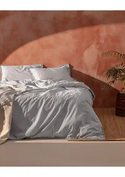 Madame Coco Sona Tek Kişilik Püsküllü Pamuk Nevresim Takımı Gri Şık ve Dayanıklı Tasarım