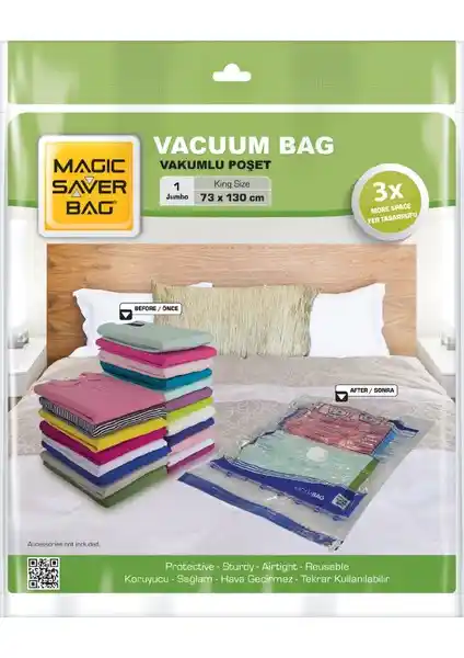 Magic Bag Vakumlu Hurç Poşet Jumbo 73x130 ile Pratik ve Etkili Depolama Çözümü