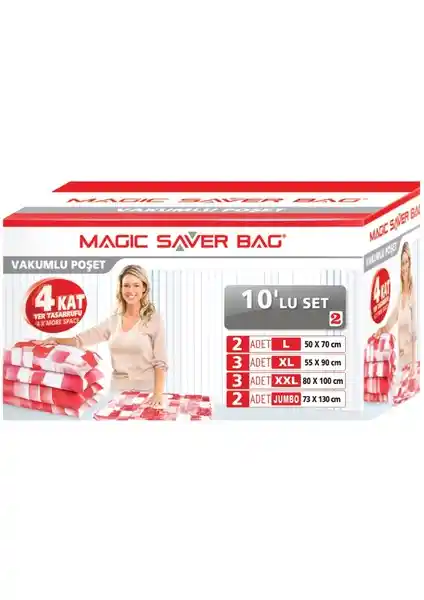 Magic Saver Bag 10'lu Set - Dayanıklı ve Çok Amaçlı Saklama Çözümü
