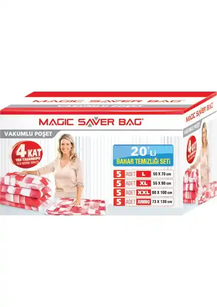 Magic Saver Bag 20'li Bahar Temizliği Seti ile Evde Pratik ve Hijyenik Saklama Çözümleri