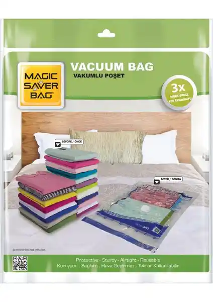 Magic Saver Bag 5'li Vakumlu Poşet Seti: Çok Amaçlı ve Farklı Boyutlarda Depolama Çözümü