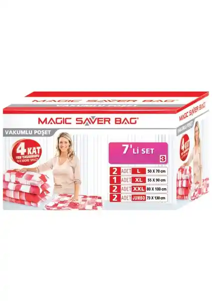 Magic Saver Bag 7 Li Set-3 Pratik ve Dayanıklı Saklama Çözümleri