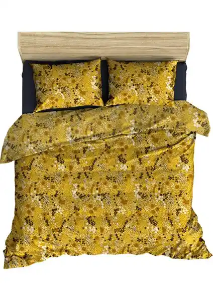 Makiteks %100 Pamuklu Hardal Renkli Çift Kişilik Nevresim ve Yastık Kılıfı Seti