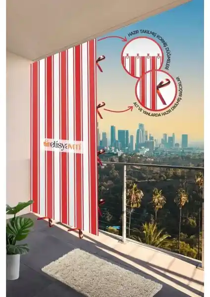 MARKAHİL Balkon Perdesi Çizgili Tasarım ve Dayanıklılık Sunar 75-90 Karakter