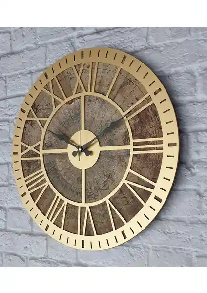 Markakanvas Eski Dünya Haritalı Duvar Saati: Modern ve Şık Tasarım ile Evinize Tarih Katın