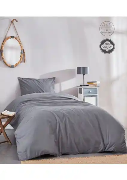 Medaillon Home Gri Pamuklu Tek Kişilik Nevresim Takımı Modern ve Konforlu Tasarım