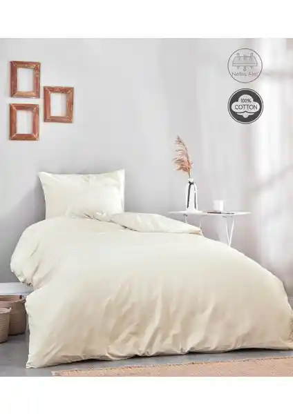 Medaillon Home Krem Pamuklu Tek Kişilik Nevresim Takımı Yatak Odası İçin Şık ve Konforlu Seçenek