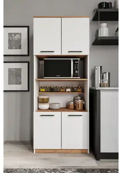 Merlin Mobilya Belek Serisi 4 Kapaklı 6 Raflı MDF Erzak Dolabı Güncel Tasarım ve Dayanıklılık