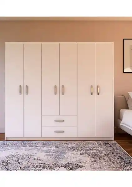 Metalia Cesar 6 Kapılı ve Çekmeceli Gardırop Modern Tasarım ve Fonksiyonellik