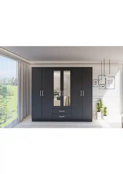 Metalia GM 0034 Lüx Aynalı 6 Kapılı 2 Çekmeceli Antrasit Gri Gardırop İnceleme ve Kullanıcı Yorumları