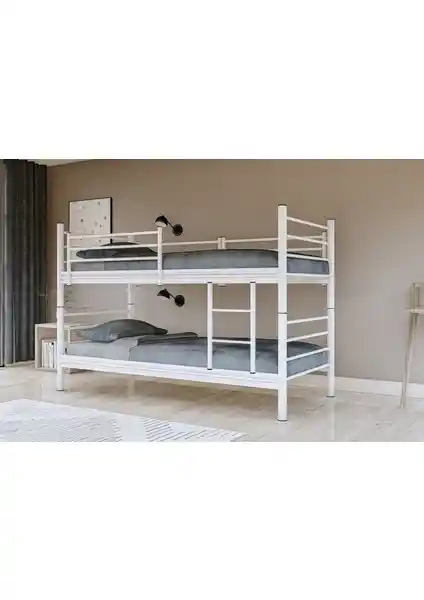 Metalia Gm 129 Level Ayrılabilir Çiftli Ranza Beyaz 90x190 Modern ve Fonksiyonel Yatak Çözümü