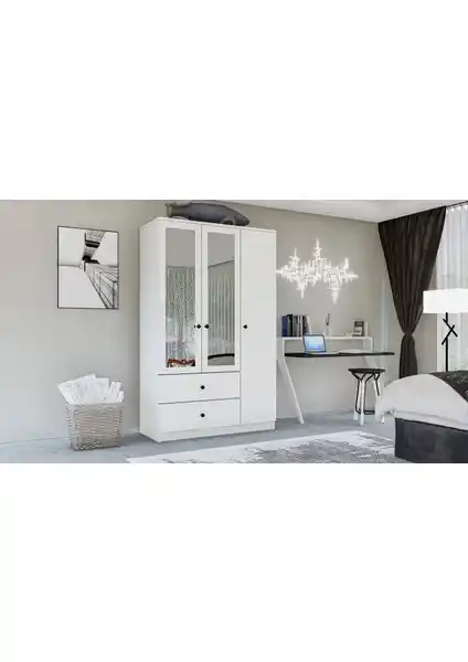 Metalia Gm 853 Home 3 Kapılı 2 Çekmeceli Aynalı Gardırop Modern ve Fonksiyonel Tasarım