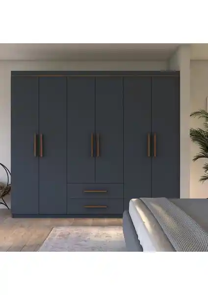 Metalia Lavinya Lüx 6 Kapı 2 Çekmeceli Gardrop - Şık ve Fonksiyonel Depolama Çözümü
