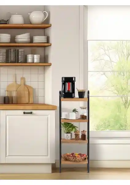 Metallica Concept Sahra Siyah 4 Katlı Raf ile Modern ve Çok Amaçlı Depolama Çözümü