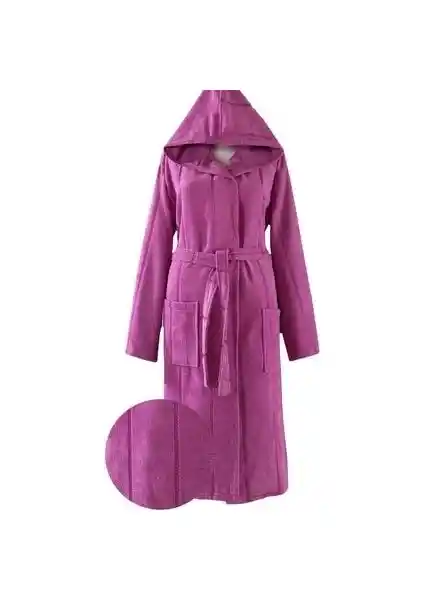 Metis Tekstil Pamuk Kapüşonlu Unisex Bornoz Lara Mor Yüksek Kalite ve Dayanıklılık