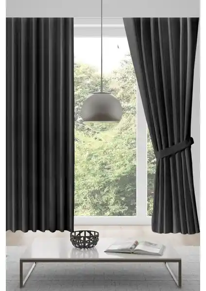 Meva Home Kadife Fon Perde Koyu Gri Renk Modern ve Şık Tasarım Detaylarıyla