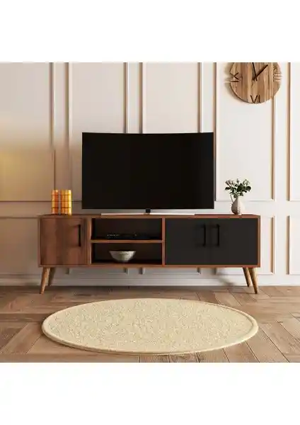 Mezza 1580 Exxen Ahşap Ayaklı Modern TV Ünitesi 150 cm Genişlikli Estetik ve Dayanıklı Tasarım