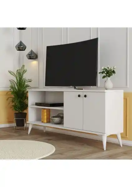 Mezza Everest Beyaz TV Ünitesi Modern ve Şık Tasarımıyla Öne Çıkar