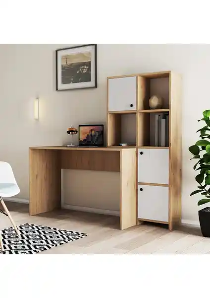 Mezza Silence Kitaplık ve Çalışma Masası Takımı: Modern ve Dayanıklı Ofis ve Ev Mobilyası