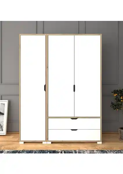 Midoser Mat Beyaz Açık Ceviz 3 Kapılı 2 Çekmeceli Modern Elbise Dolabı Özellikleri ve Kullanım Alanları
