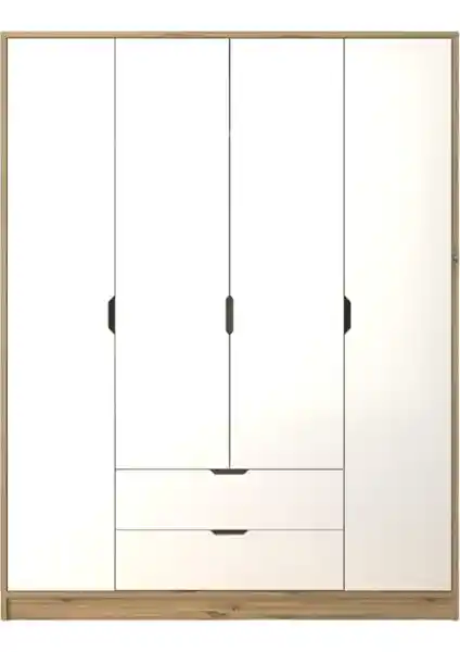 Midoser Mat Beyaz Açık Ceviz Modern 4 Kapılı 2 Çekmeceli Elbise Dolabı Özellikleri