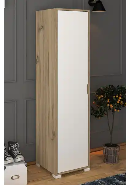 Midoser Mat Beyaz Keçe Kaplamalı 5 Raflı Tek Kapılı Elbise Dolabı Modern Tasarım ve İşlevsellik
