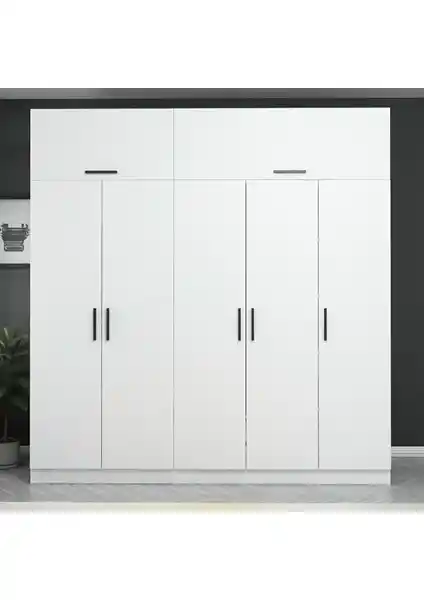 Minar Kale 5 Kapaklı Zincir Dolap Beyaz Modern Depolama Çözümü