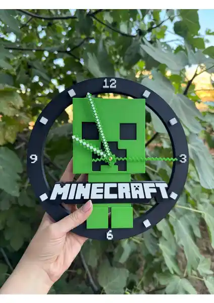 Minecraft Creeper Duvar Saati 3D - Oyun Severler İçin Özel Dekoratif Saat