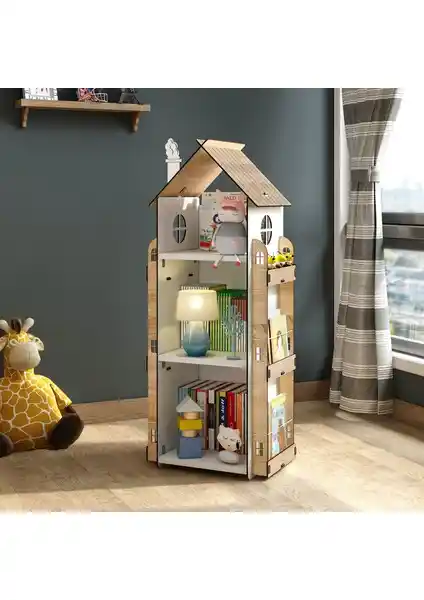 Mingitav Roofy 9 Raflı Ahşap Montessori Çocuk Odası Kitlıkları Güvenli ve Şık Tasarım