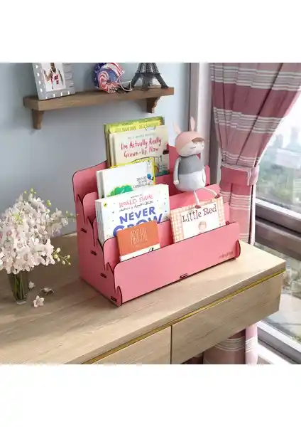 Mini Lucky 4 Raflı Ahşap Çocuk Kitaplığı Çocuk Odası Dekorasyonuna Şık ve Fonksiyonel Katkı