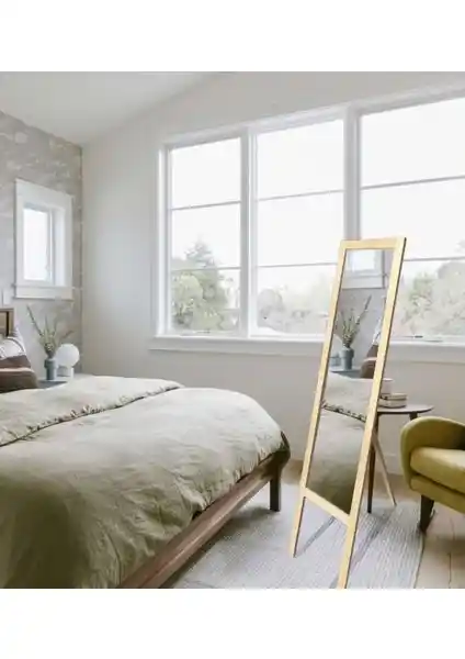 Mirrorss Ahşap Natürel Ayaklı Boy Ayna: Şıklık ve Fonksiyonellik Bir Arada