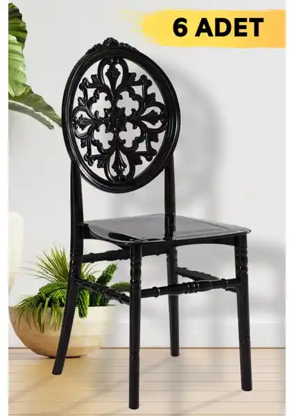 Mobetto Venüs Siyah Sandalye Seti 6 Adet Dayanıklı ve Estetik Tasarım İçin Uygun