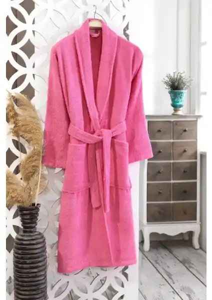MODELHOME Pamuklu Bukle Şalyaka Pembe Renkli Bornoz Konfor ve Şıklık Sunar