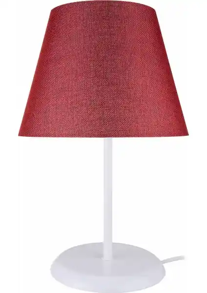 Modelight Sarah Abajur Beyaz Ayak Bordo Şapka Modern ve Estetik Aydınlatma Çözümü