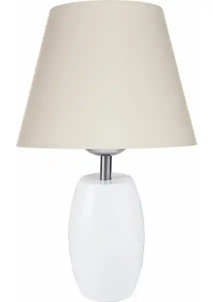 Modelight Top Abajur Beyaz Ayak Krem Şapka Modern ve Klasik Dekorasyon Uyumlu Aydınlatma