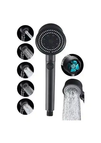 Modern Banyolar İçin 5 Fonksiyonlu Turbo Fan Pervaneli Su Tasarruflu Duş Başlığı