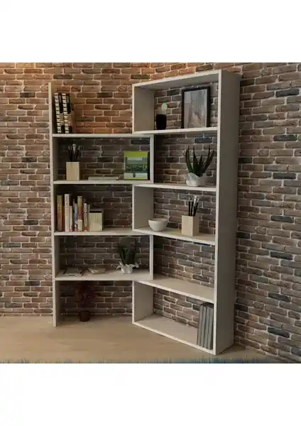 Modern Beyaz Moonlife Ofis ve Ev İçin Dekoratif Kitaplık Çözümü