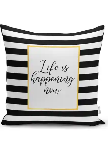 Modern Siyah Beyaz ve Altın Renkli Dekoratif Yastık Kılıfı - Estetik ve Dayanıklı Tasarım