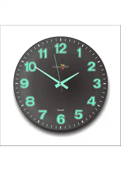 Modern Siyah Fosforlu Duvar Saati - Şık ve Fonksiyonel Tasarım Özellikleri