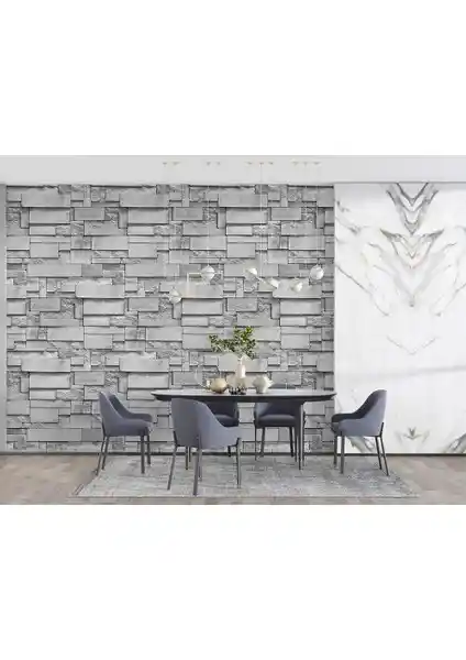 Modern ve Dayanıklı 3 Boyutlu Taş Desenli Duvar Kağıdı ile Mekanlarınızı Yenileyin