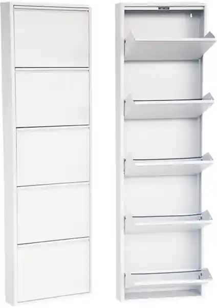 Modern ve Dayanıklı Metal Ayakkabılık 5'li Beyaz, Dar Alanlar İçin Pratik Çözüm