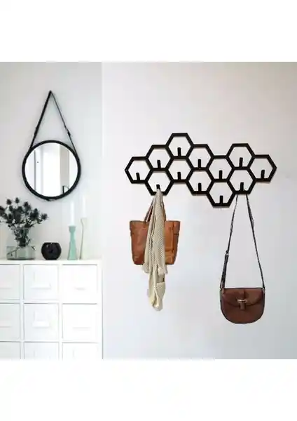 Modern ve Dayanıklı Metal Duvar Askılığı Portmanto 65cm Genişlik ve 12 Kanca ile